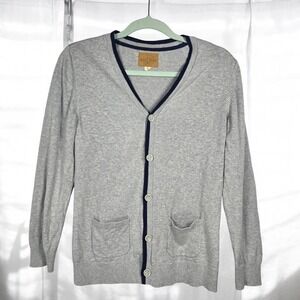Hope‎ & Henry Cardigan Sweater Kids Boys Large Gray Organic Cotton Elbow Patches